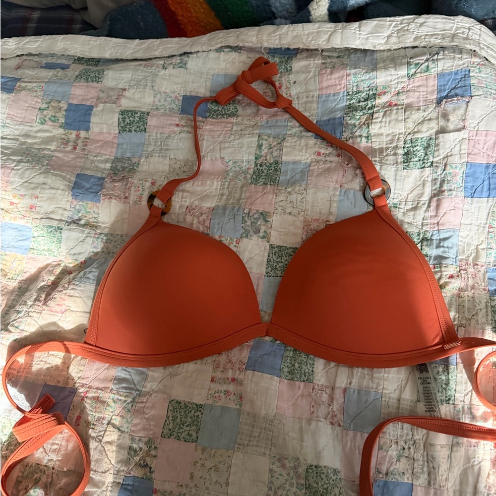 Orange Halter Bikini Top